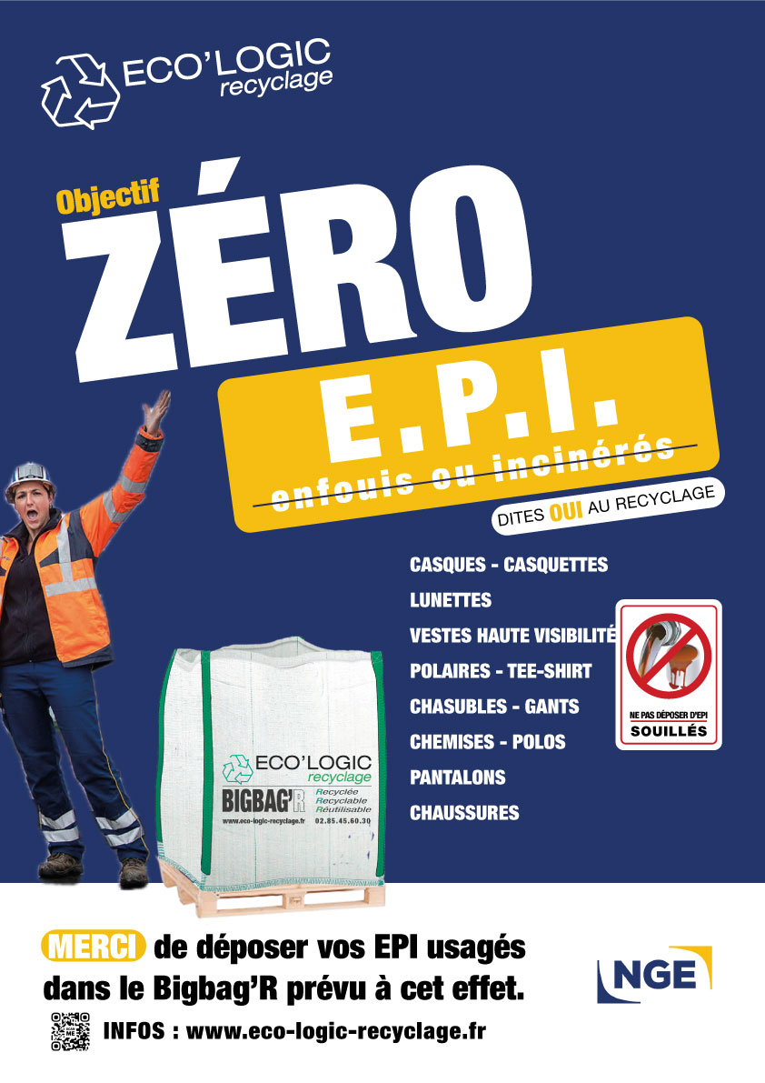 Affichage recyclage EPI en BigBag'R de la société EcoLogic Recyclage