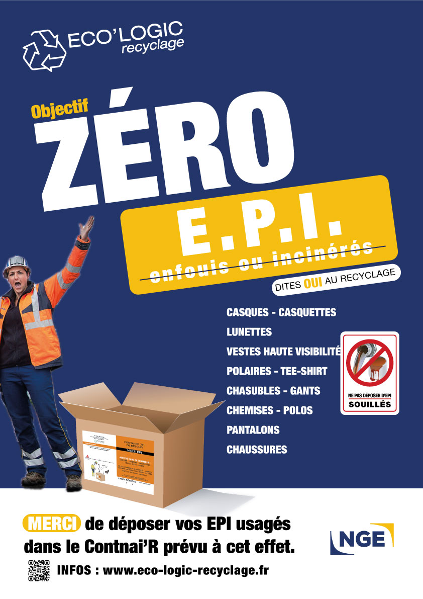 Affichage recyclage EPI en contain'R de la société EcoLogic Recyclage